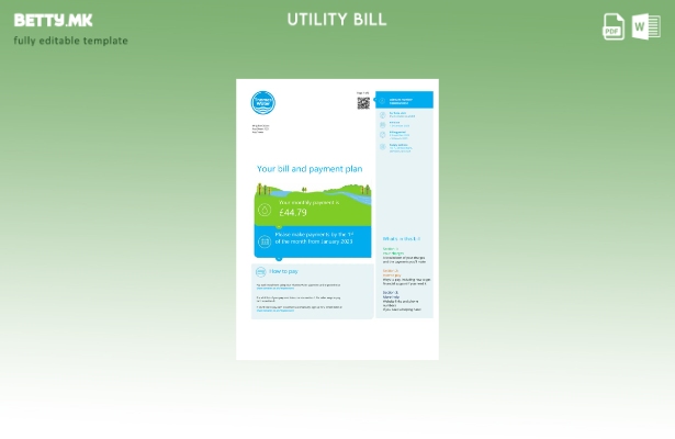 Модерен стил Шаблон верзија на сметки за комунални услуги во Обединетото Кралс 1